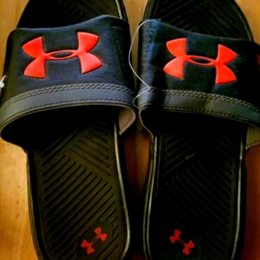 Under armour Slides Black Synthetic Youth Shoes